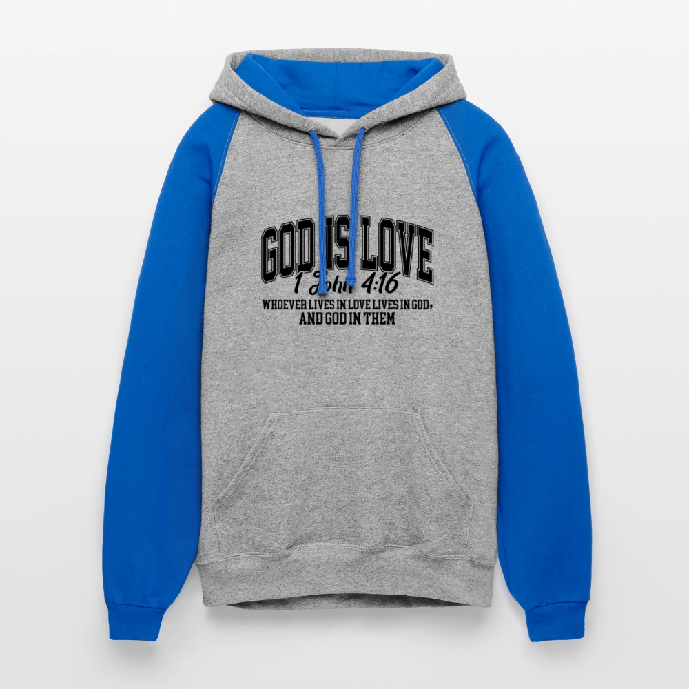 He Is Love Christian Unisex Colorblock Hooded Sweatshirt - ClaimedbyGodDesigns