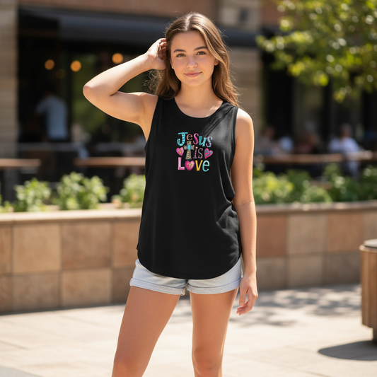 He Is Love Christian Youth Girls Relaxed Tank Top - ClaimedbyGodDesigns