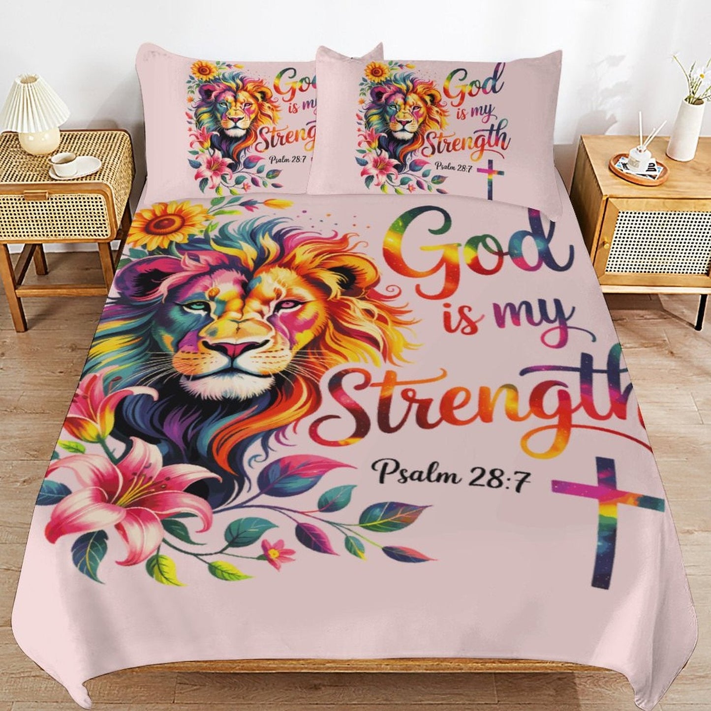 He Is My Strength 3-PieceChristian Comforter Bedding Set-Full/Twin - ClaimedbyGodDesigns