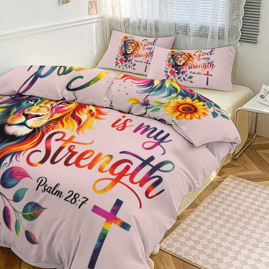 He Is My Strength 3-PieceChristian Comforter Bedding Set-King - ClaimedbyGodDesigns