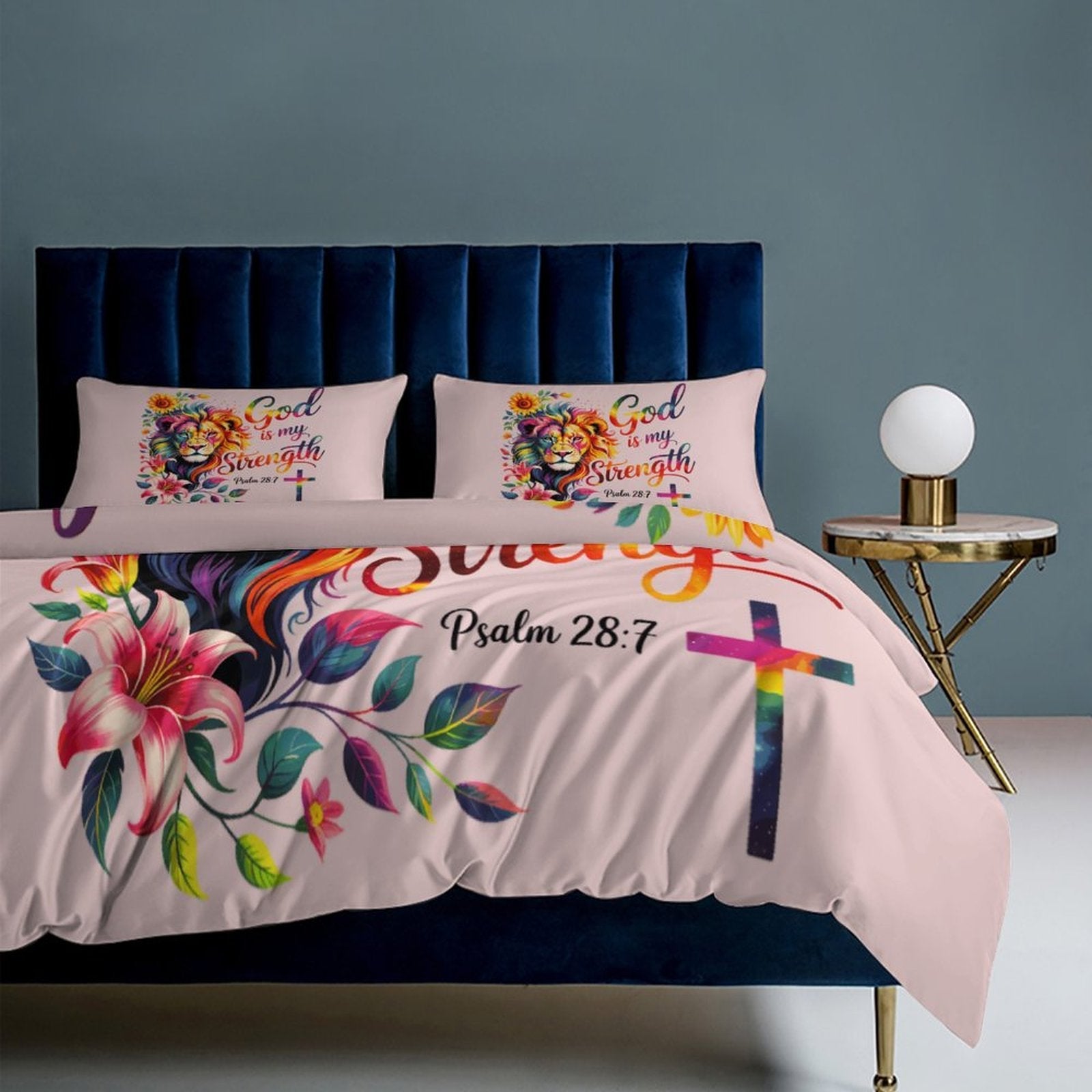 He Is My Strength 3-PieceChristian Comforter Bedding Set-King - ClaimedbyGodDesigns