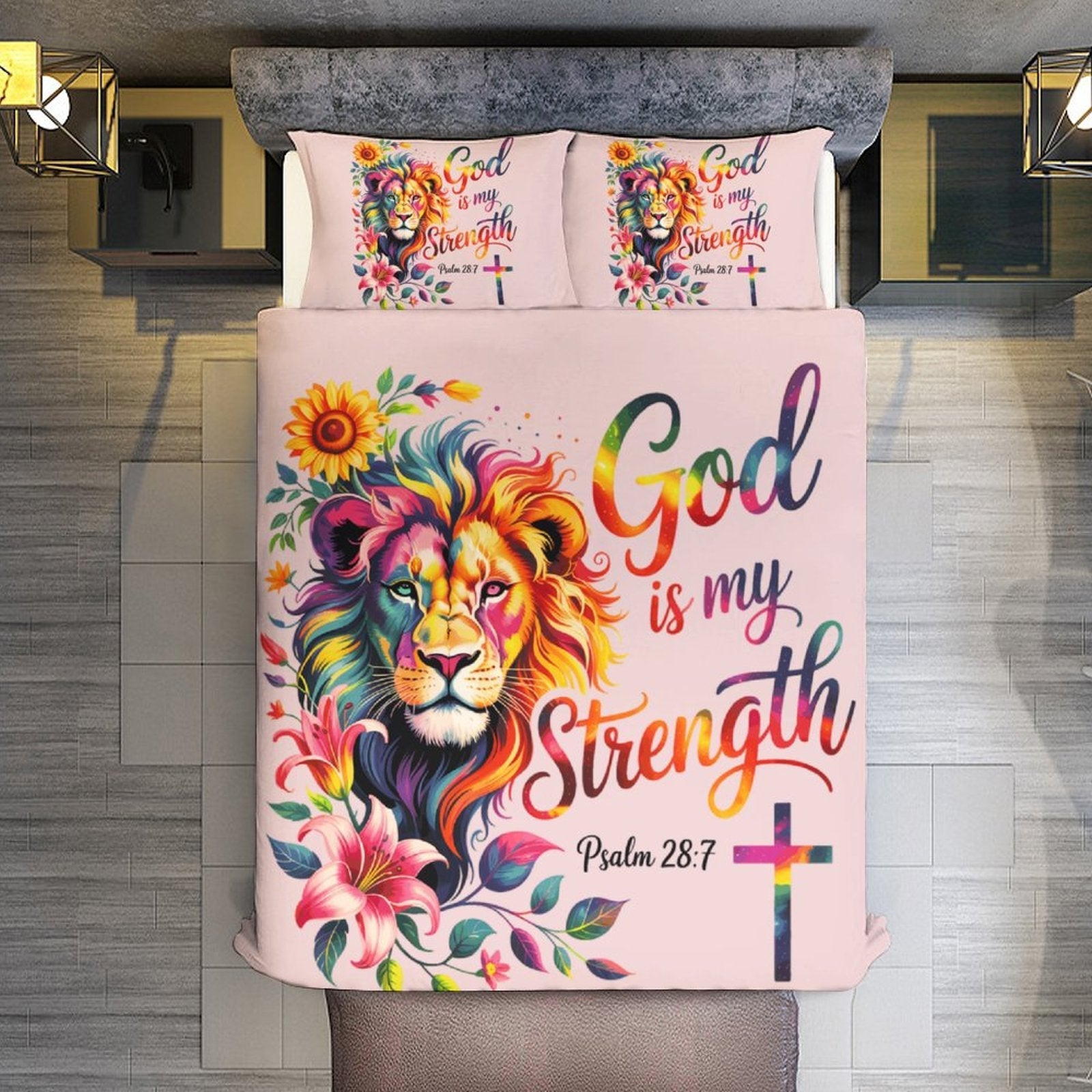 He Is My Strength 3-PieceChristian Comforter Bedding Set-Queen - ClaimedbyGodDesigns