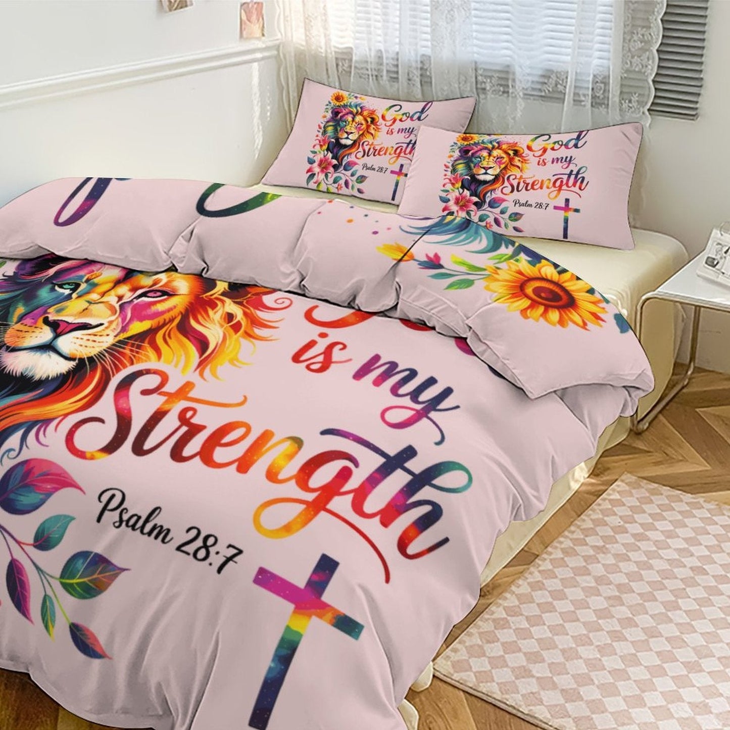 He Is My Strength 3-PieceChristian Comforter Bedding Set-Queen - ClaimedbyGodDesigns