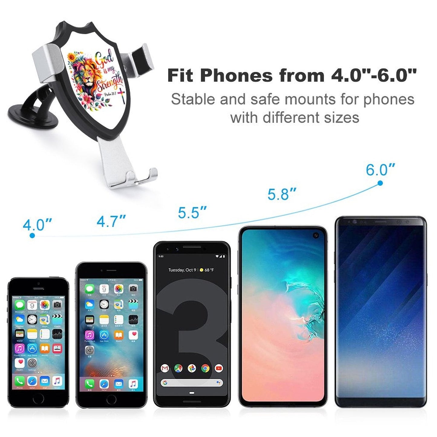He Is My Strength Christian Car Mount Mobile Phone Holder - ClaimedbyGodDesigns