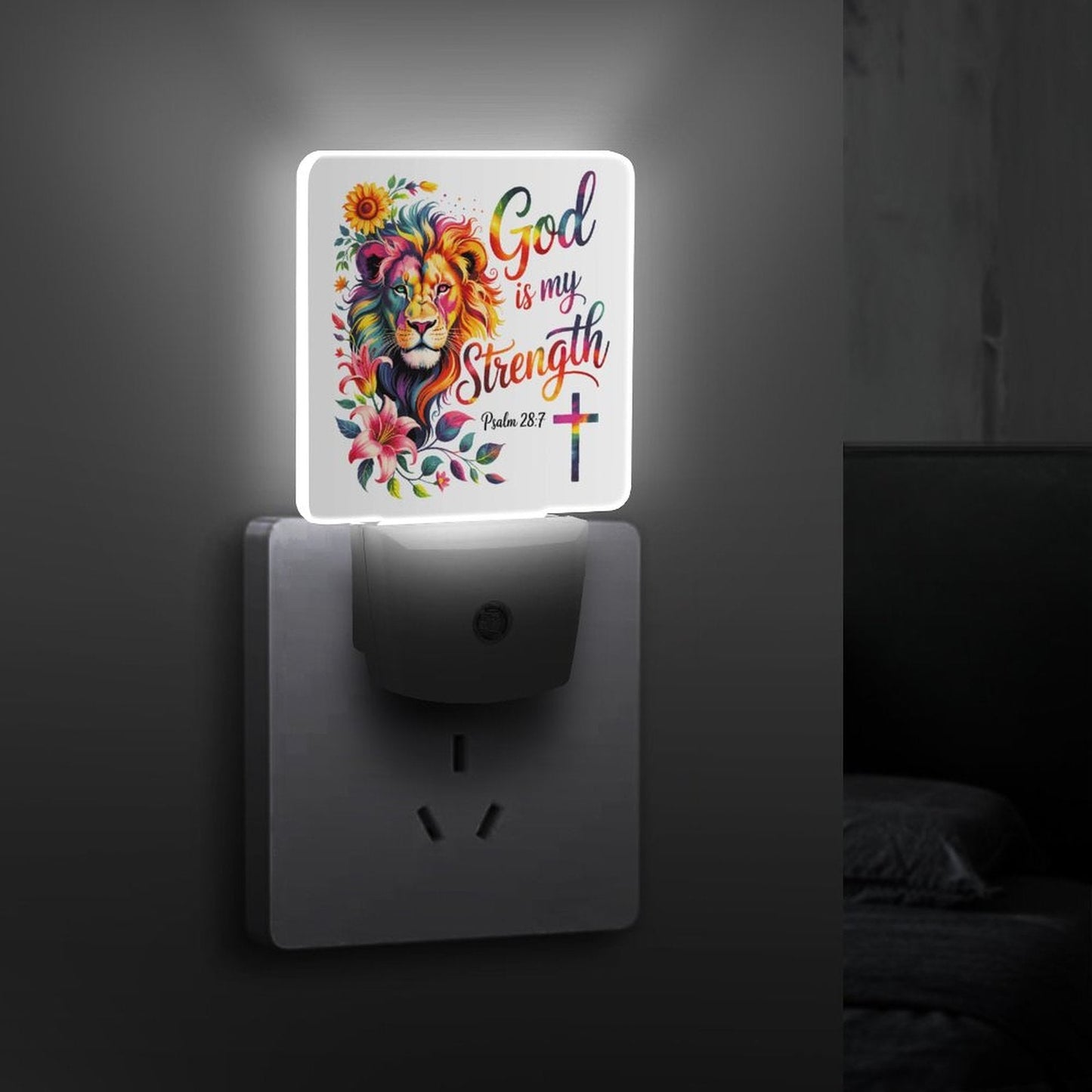 He Is My Strength Christian Night Light  For Kids - ClaimedbyGodDesigns