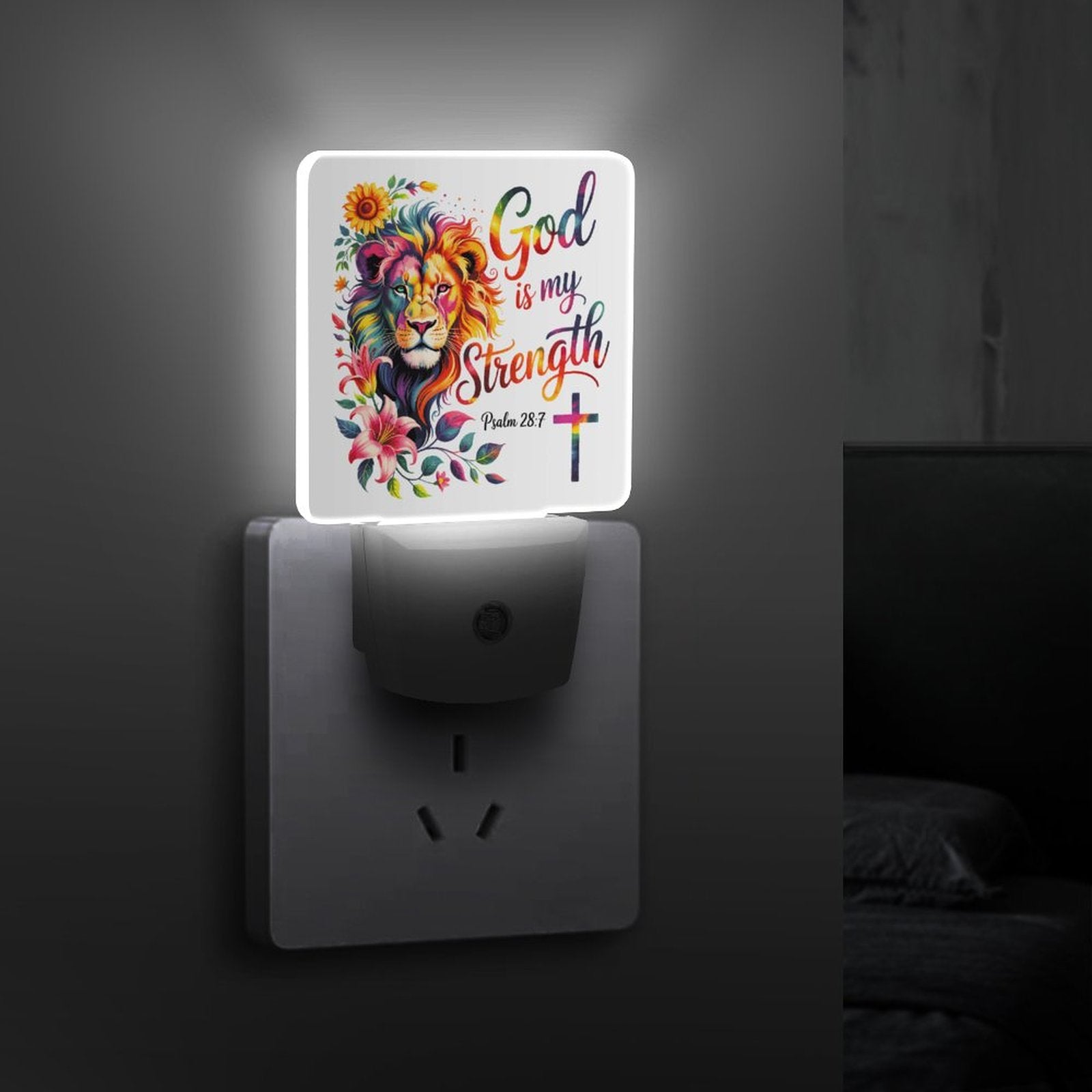 He Is My Strength Christian Night Light  For Kids - ClaimedbyGodDesigns
