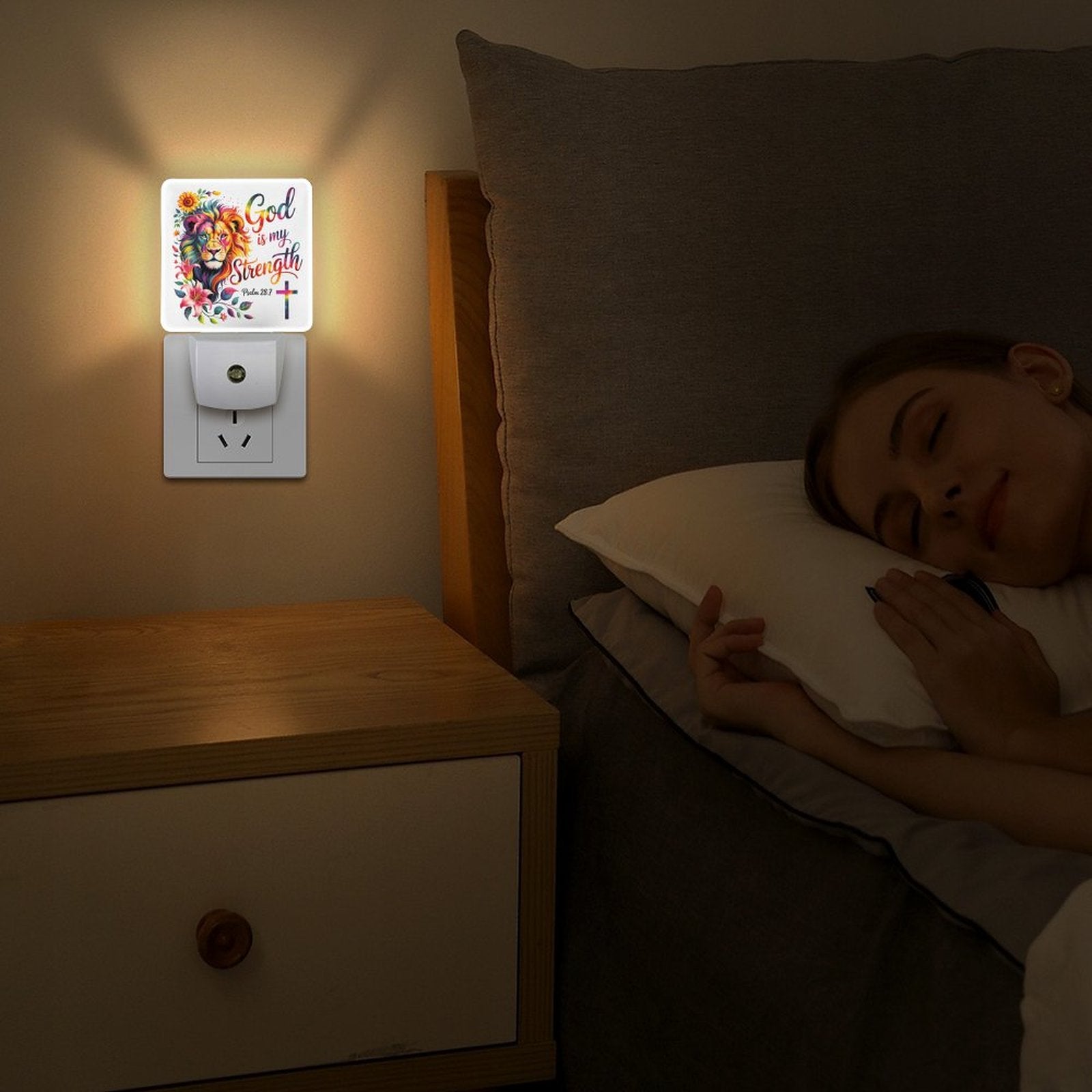 He Is My Strength Christian Night Light  For Kids - ClaimedbyGodDesigns