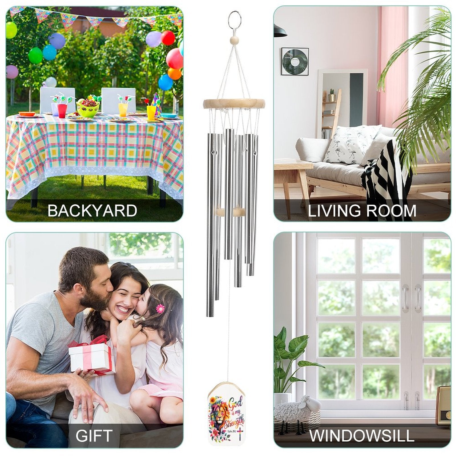 He Is My Strength Christian Wind Chime - ClaimedbyGodDesigns