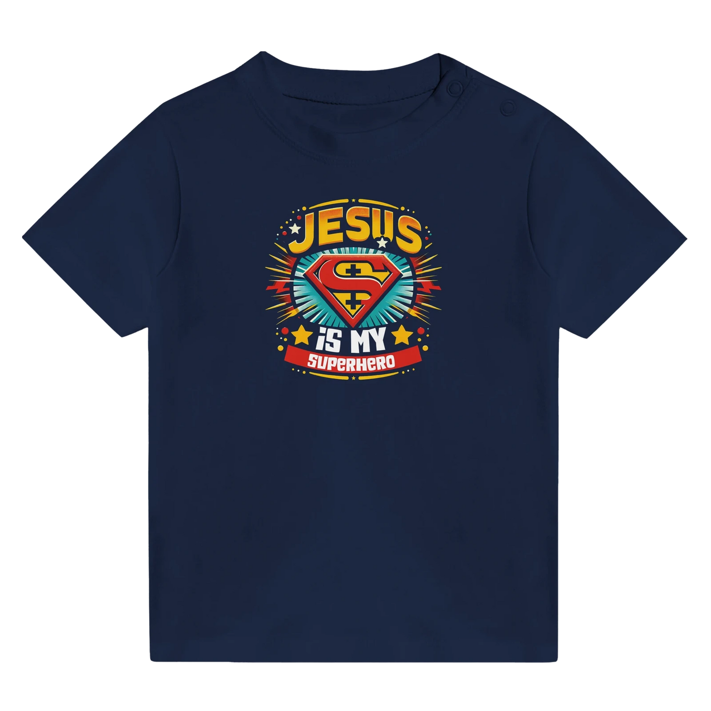 He Is My Superhero Christian Baby Crewneck T-shirt - ClaimedbyGodDesigns