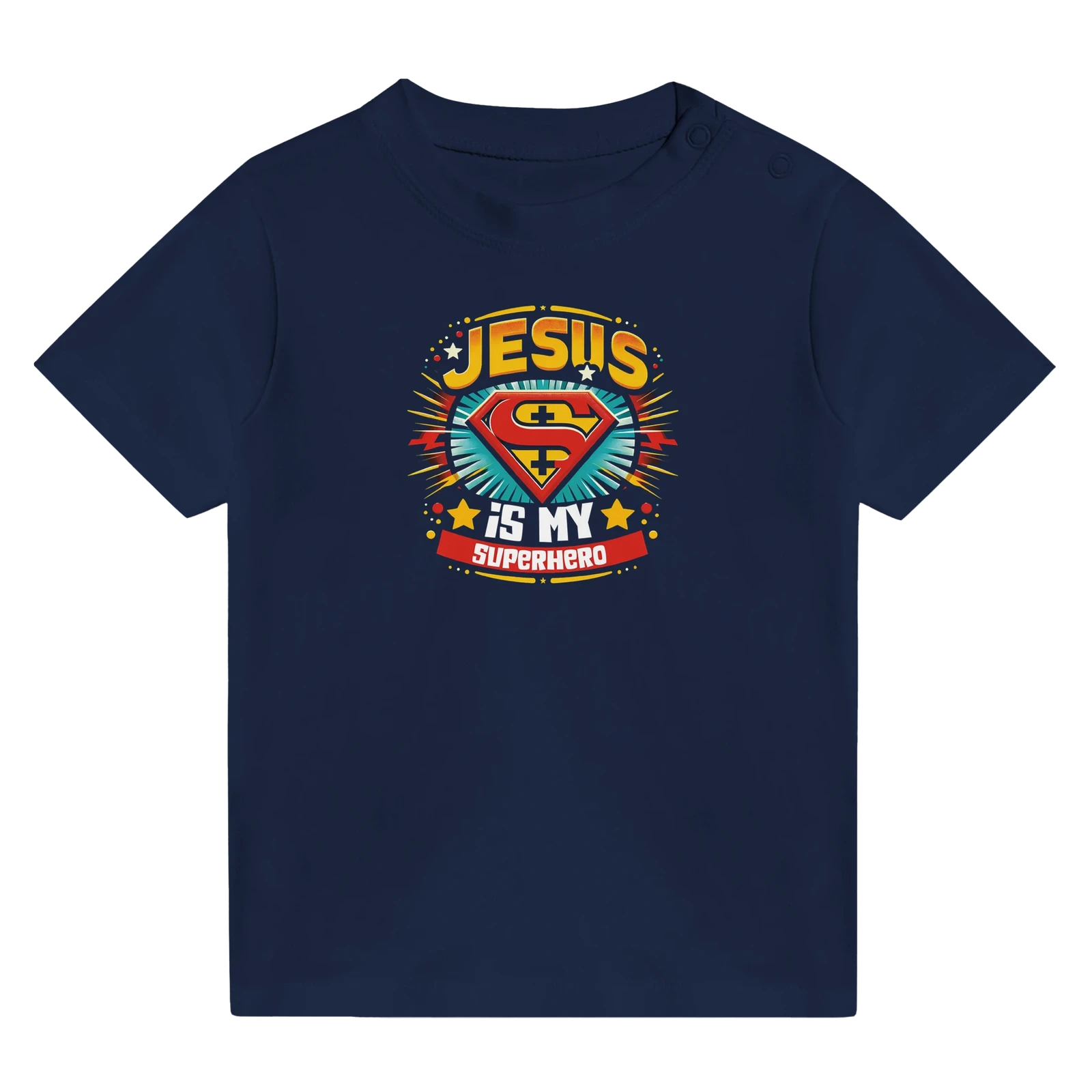 He Is My Superhero Christian Baby Crewneck T-shirt - ClaimedbyGodDesigns