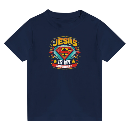 He Is My Superhero Christian Baby Crewneck T-shirt - ClaimedbyGodDesigns
