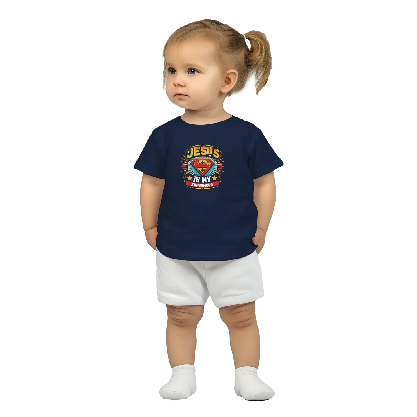 He Is My Superhero Christian Baby Crewneck T-shirt - ClaimedbyGodDesigns