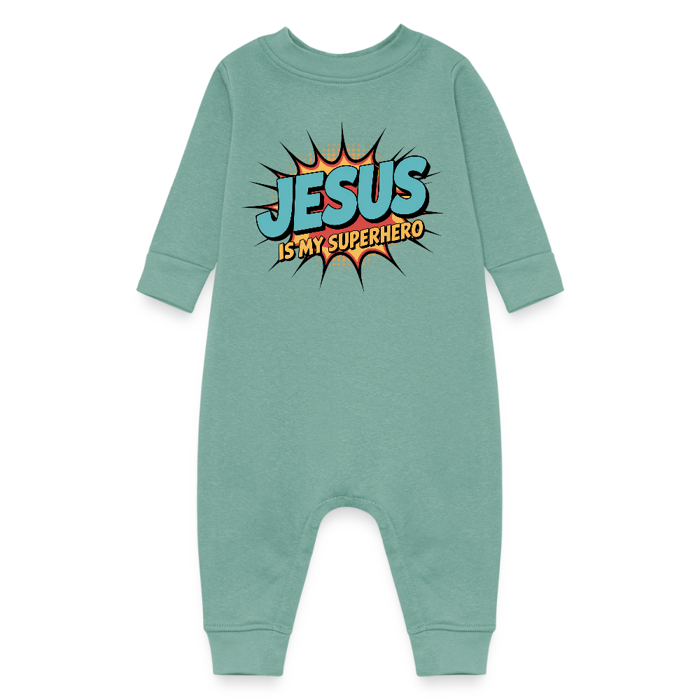 He Is My Superhero Christian Baby Fleece Onesie - ClaimedbyGodDesigns