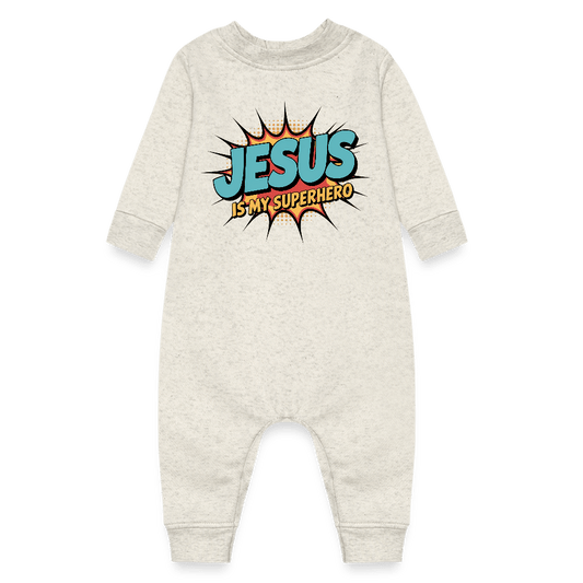 He Is My Superhero Christian Baby Fleece Jumpsuit - ClaimedbyGodDesigns