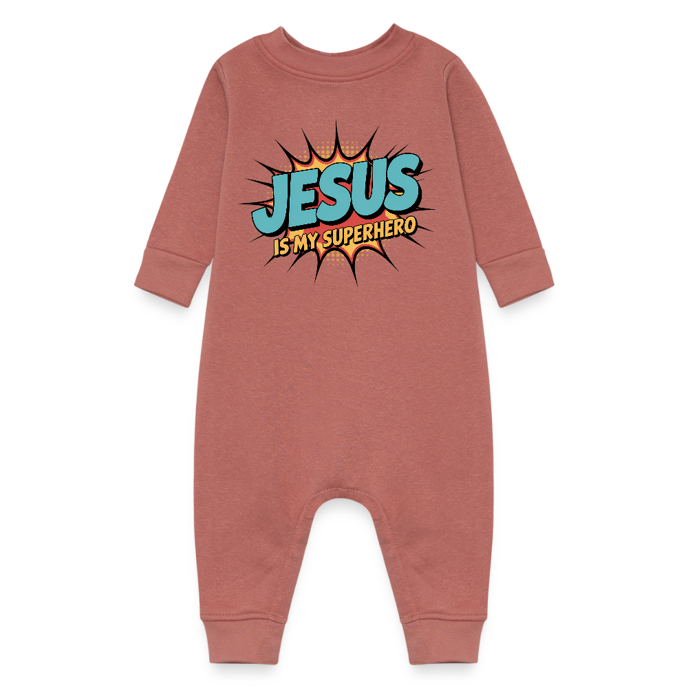 He Is My Superhero Christian Baby Fleece Onesie - ClaimedbyGodDesigns