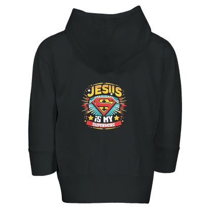 He Is My Superhero Christian Toddler Zip Fleece Hooded Sweatshirt - ClaimedbyGodDesigns