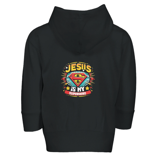 He Is My Superhero Christian Toddler Zip Fleece Hooded Sweatshirt - ClaimedbyGodDesigns