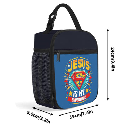 He Is My Superhero Insulated Christian Lunch Box for Kids - ClaimedbyGodDesigns