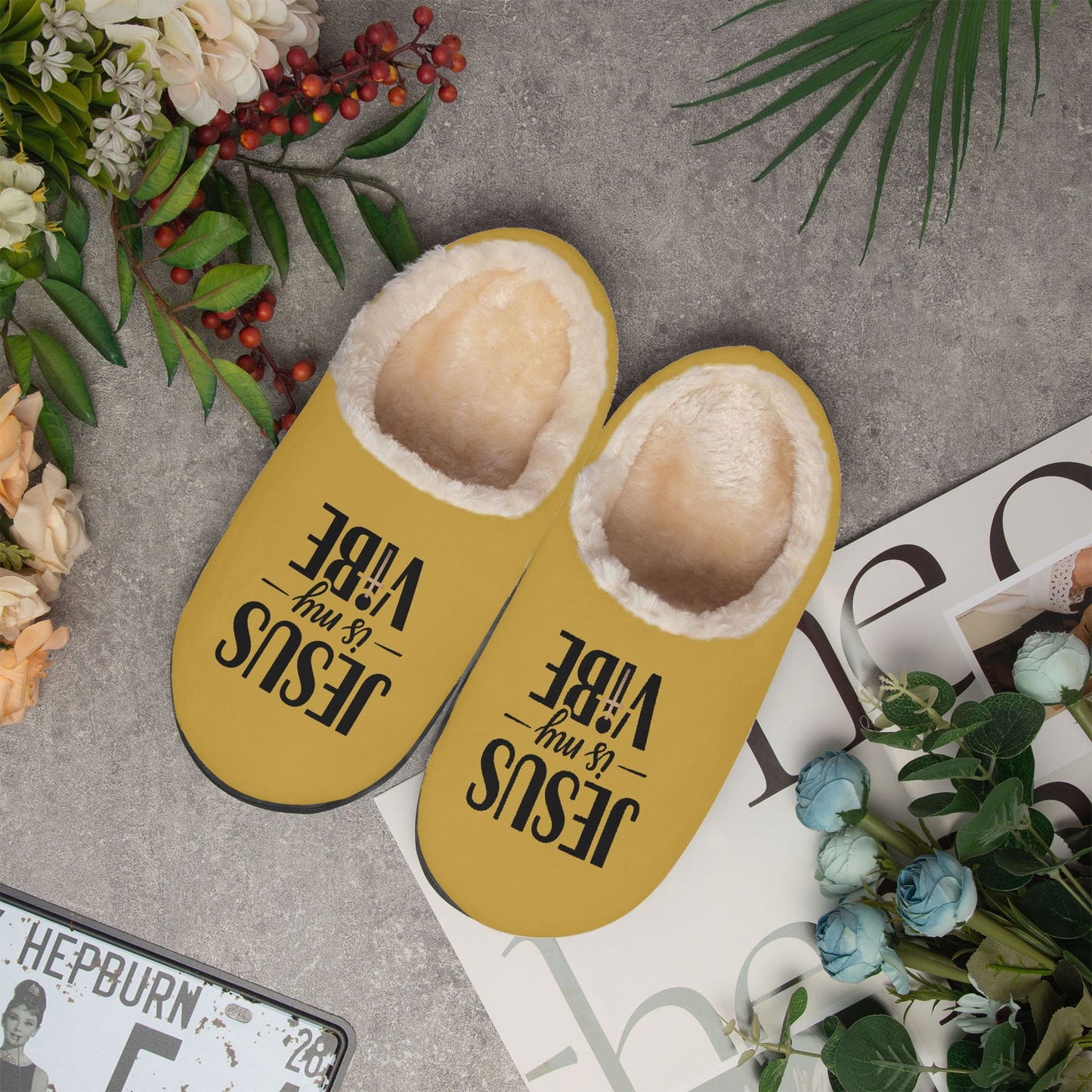 He Is My Vibe Christian Fluffy Bedroom Slippers - ClaimedbyGodDesigns