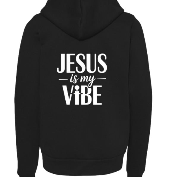 He Is My Vibe Youth Christian Sponge Fleece Full-Zip Hooded Sweatshirt - ClaimedbyGodDesigns