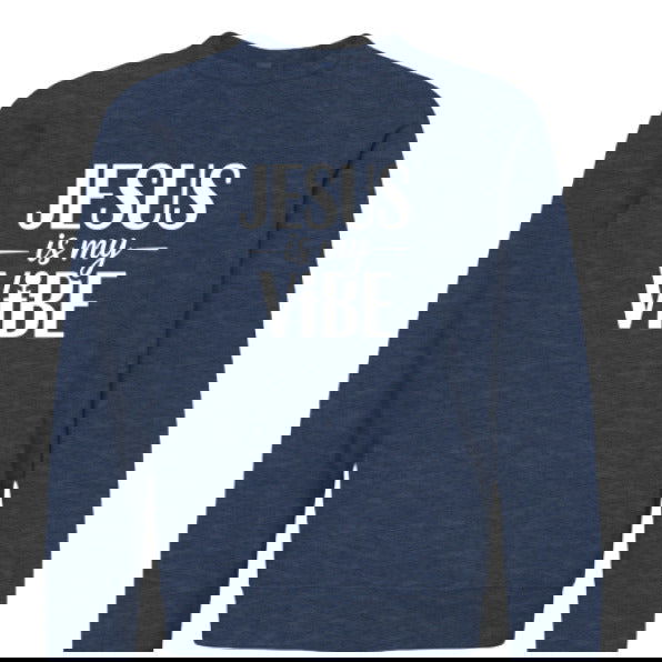 He Is My Vibe Youth Christian Sponge Fleece Pullover Sweatshirt - ClaimedbyGodDesigns