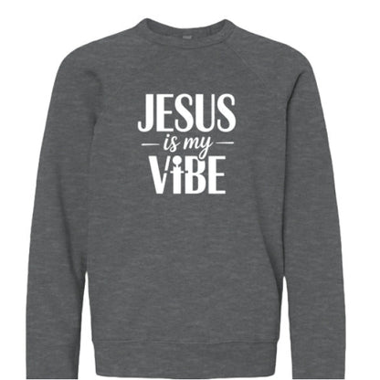 He Is My Vibe Youth Christian Sponge Fleece Pullover Sweatshirt - ClaimedbyGodDesigns