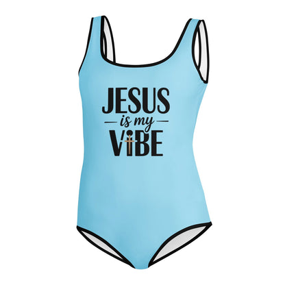 He Is My Vibe Youth Christian Swimsuit - ClaimedbyGodDesigns