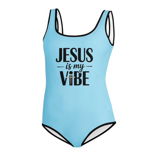 He Is My Vibe Youth Christian Swimsuit - ClaimedbyGodDesigns