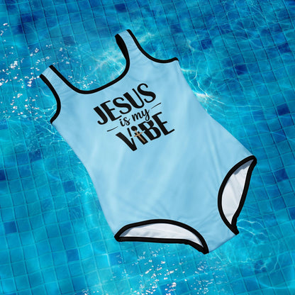 He Is My Vibe Youth Christian Swimsuit - ClaimedbyGodDesigns