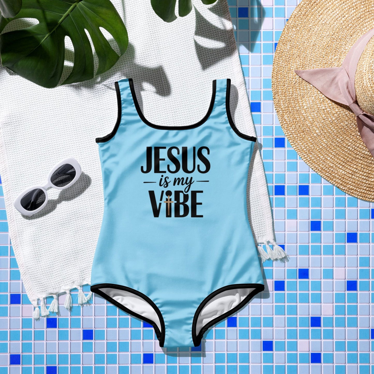 He Is My Vibe Youth Christian Swimsuit - ClaimedbyGodDesigns