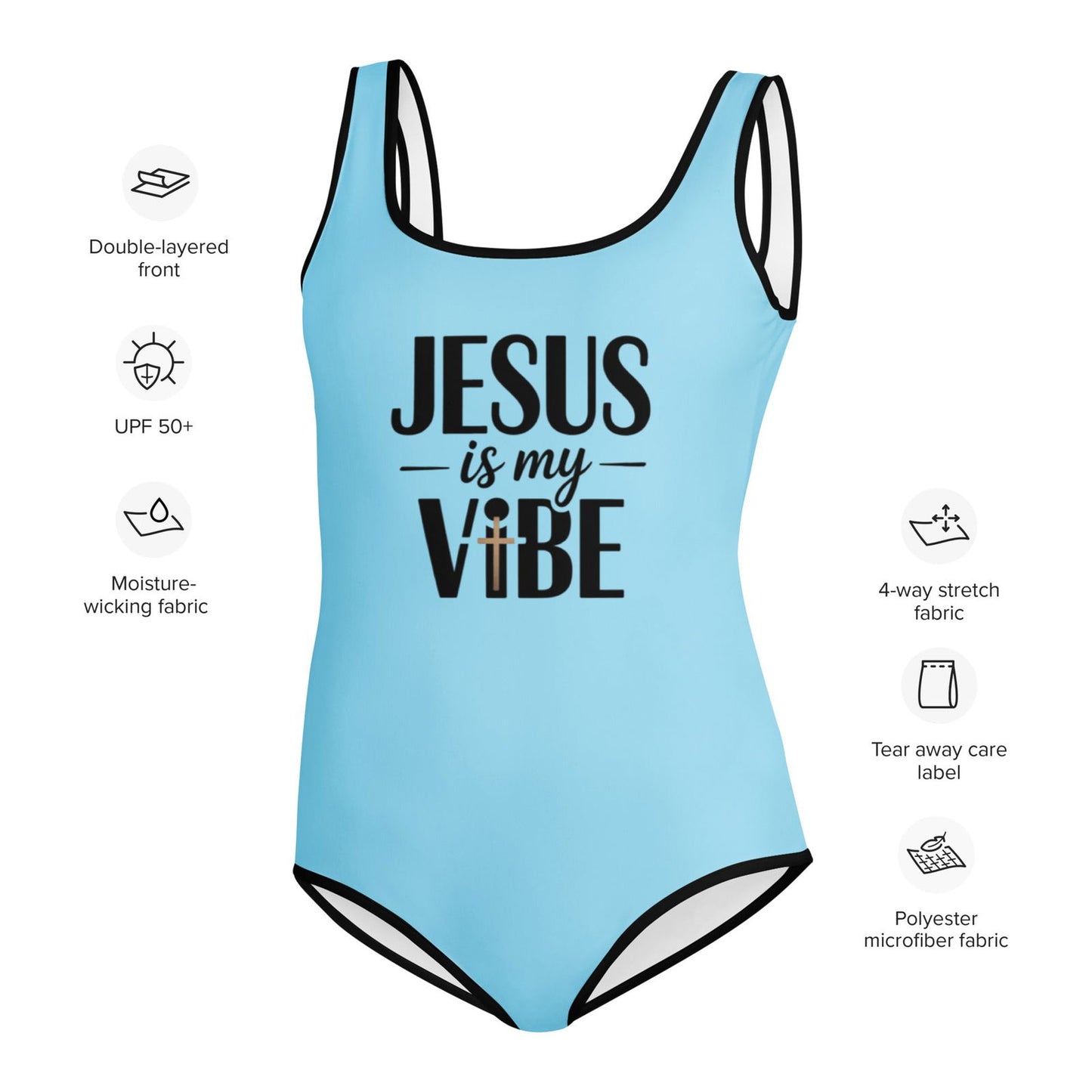 He Is My Vibe Youth Christian Swimsuit - ClaimedbyGodDesigns