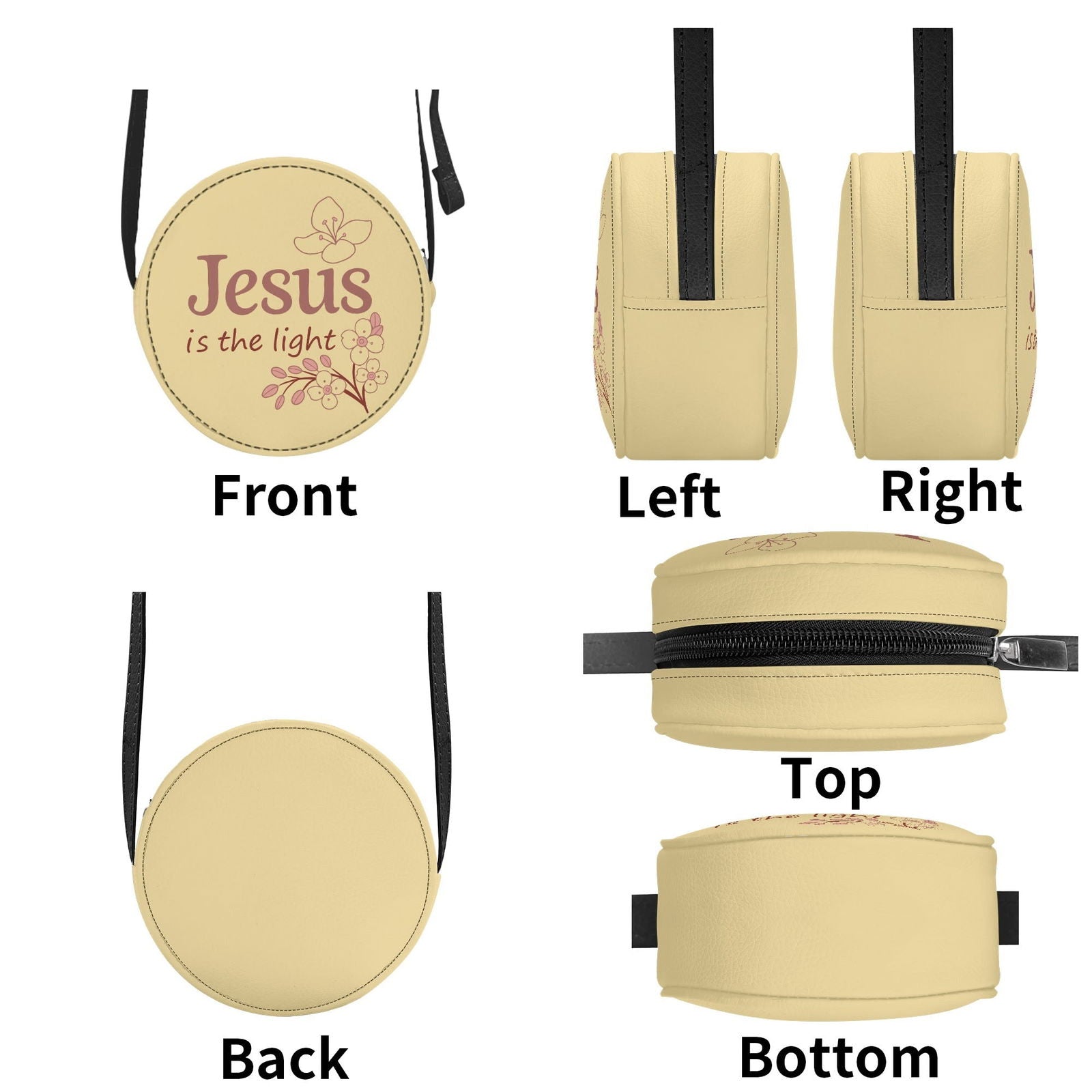 He Is The Light Christian Kids PU Small Round Bag Children Purse - ClaimedbyGodDesigns