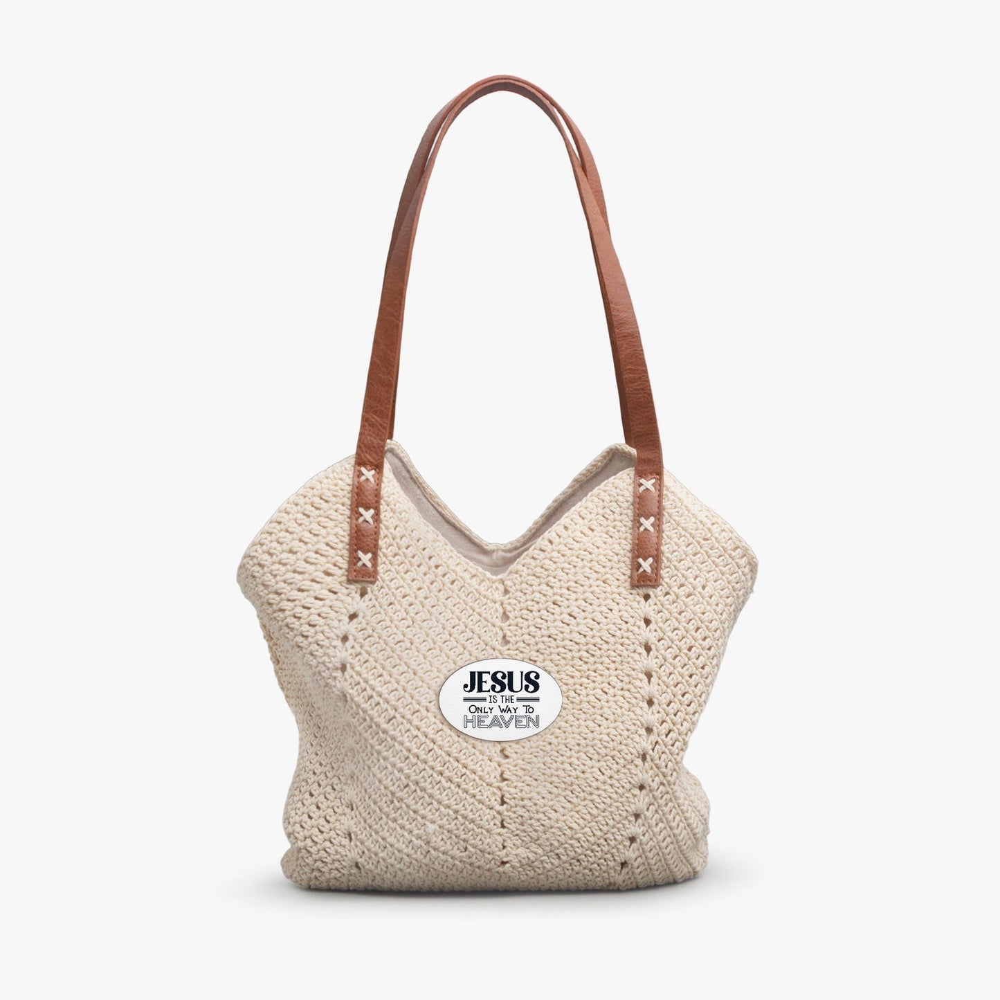 He Is The Only Way Christian Straw Shoulder Bag - ClaimedbyGodDesigns
