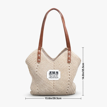He Is The Only Way Christian Straw Shoulder Bag - ClaimedbyGodDesigns