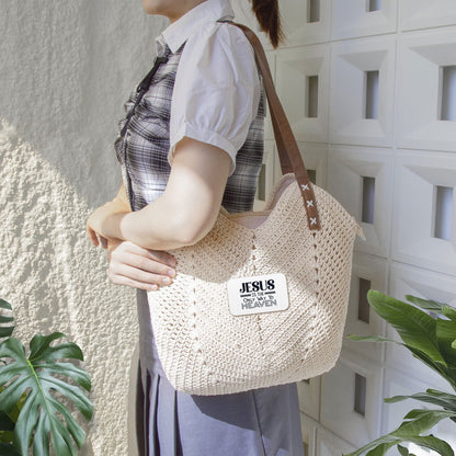He Is The Only Way Christian Straw Shoulder Bag - ClaimedbyGodDesigns