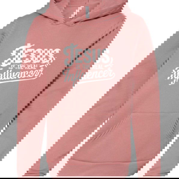 He Is The Real Influencer Youth Christian Sponge Fleece Pullover Hooded Sweatshirt - ClaimedbyGodDesigns