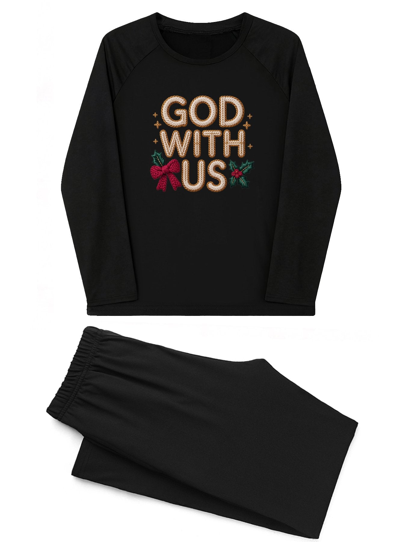He Is With Us Unisex Adult Christian Plaid Pajamas - ClaimedbyGodDesigns