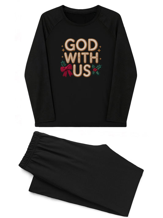 He Is With Us Unisex Adult Christian Plaid Pajamas - ClaimedbyGodDesigns