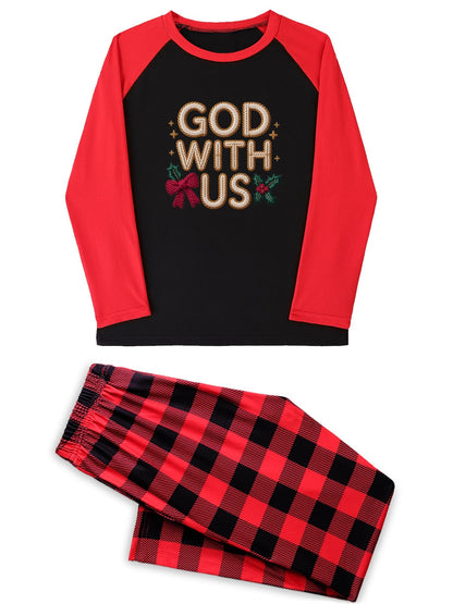 He Is With Us Unisex Adult Christian Plaid Pajamas - ClaimedbyGodDesigns
