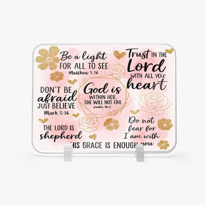 He Is Within Her Christian Acrylic Plaque with Stand - Rectangle - ClaimedbyGodDesigns
