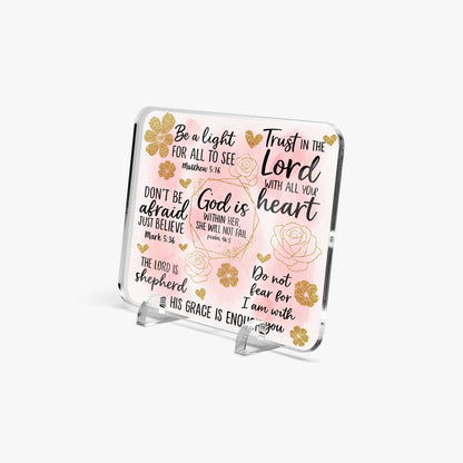 He Is Within Her Christian Acrylic Plaque with Stand - Rectangle - ClaimedbyGodDesigns