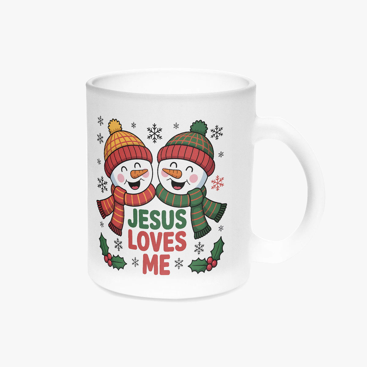 He Loves Me 11oz Frosted Glass Christian Christmas Coffee Mug - ClaimedbyGodDesigns