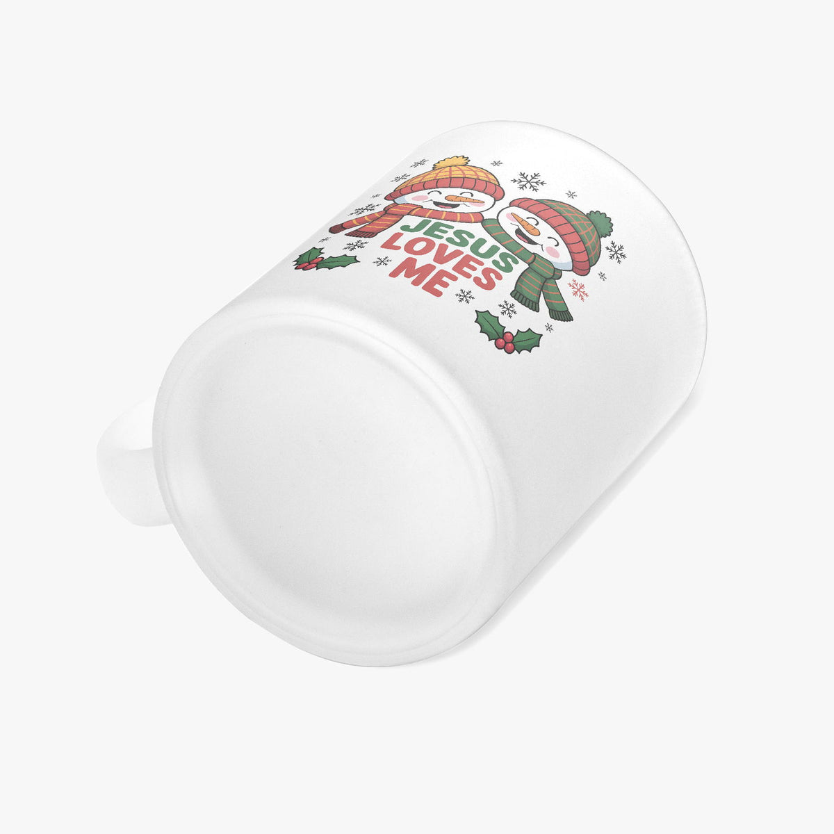 He Loves Me 11oz Frosted Glass Christian Christmas Coffee Mug - ClaimedbyGodDesigns
