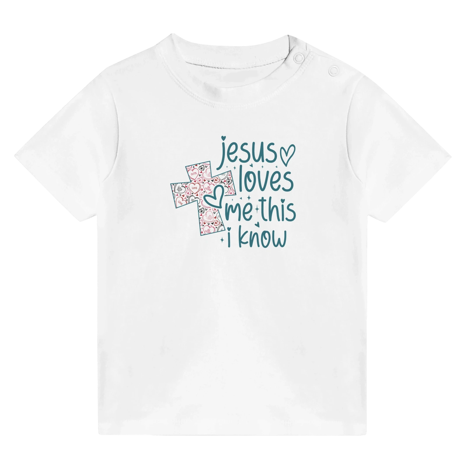 He Loves Me This I Know Christian Baby Crewneck T-shirt - ClaimedbyGodDesigns