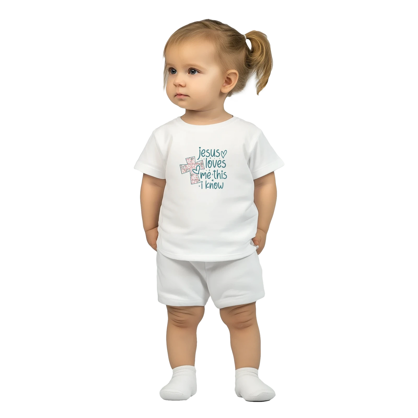 He Loves Me This I Know Christian Baby Crewneck T-shirt - ClaimedbyGodDesigns