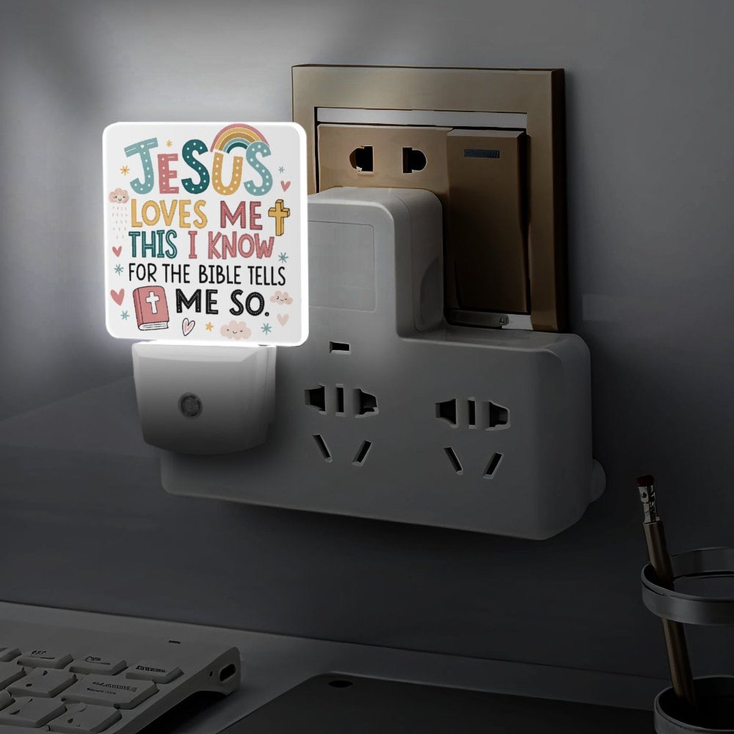 He Loves Me This I Know Christian kids Night Light - ClaimedbyGodDesigns