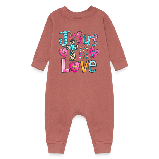 He Loves Us Christian Baby Fleece Jumpsuit - ClaimedbyGodDesigns