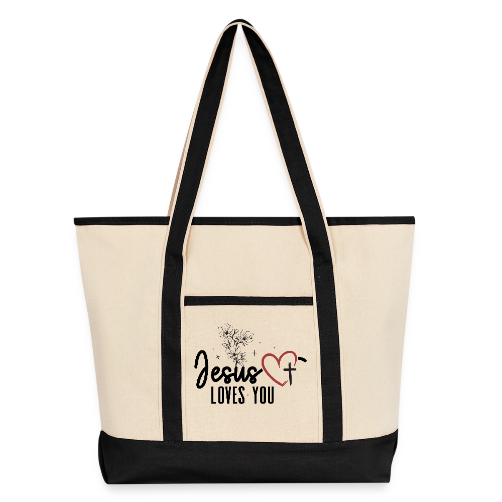 He Loves You Christian Large Canvas Deluxe Tote - ClaimedbyGodDesigns