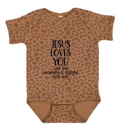 He Loves You Like My Mommy and Daddy Baby Christian Jumpsuit - ClaimedbyGodDesigns