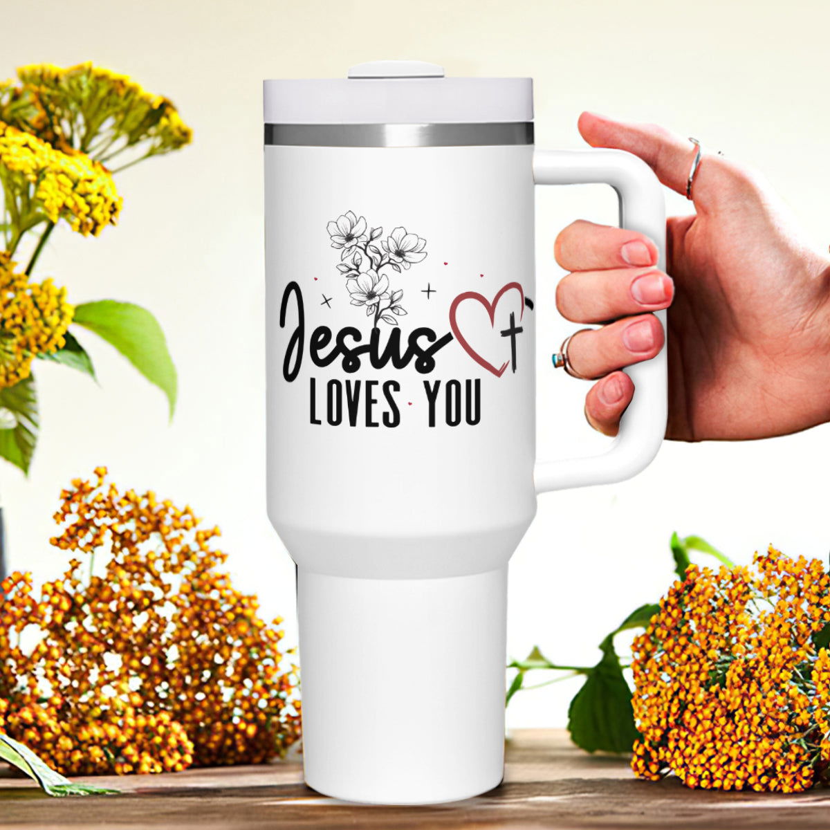 He Loves You Stainless Steel Christian Tumbler 40oz - ClaimedbyGodDesigns